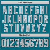 Custom Teal Gray Black-White Gradient Sleeves Lace Neck Hockey Jersey