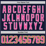 Custom Navy Pink Neon Green-White Gradient Sleeves Lace Neck Hockey Jersey