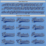 Custom Light Blue Royal Black-White Gradient Sleeves Lace Neck Hockey Jersey