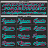 Custom Black Aqua-Pink Gradient Sleeves Lace Neck Hockey Jersey