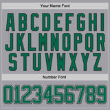 Custom Gray Kelly Green-Black Gradient Sleeves Lace Neck Hockey Jersey