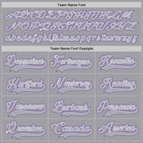 Custom Gray White-Purple Gradient Sleeves Lace Neck Hockey Jersey