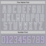 Custom Gray White-Purple Gradient Sleeves Lace Neck Hockey Jersey