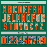 Custom Kelly Green Orange Navy-White Gradient Sleeves Lace Neck Hockey Jersey