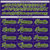 Custom Purple Black Neon Green-White Gradient Sleeves Lace Neck Hockey Jersey