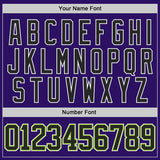 Custom Purple Black Neon Green-White Gradient Sleeves Lace Neck Hockey Jersey
