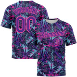 Custom Graffiti Pattern Purple-Pink 3D Creative Geometric Figures And Dots Performance T-Shirt
