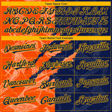 Custom Stitched Graffiti Pattern Navy Orange-Gold 3D Scratch Sports Pullover Sweatshirt Hoodie