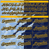 Custom Stitched Graffiti Pattern Navy Light Blue-Gold 3D Scratch Sports Pullover Sweatshirt Hoodie