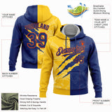 Custom Stitched Graffiti Pattern Royal Yellow-Orange 3D Scratch Sports Pullover Sweatshirt Hoodie