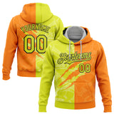 Custom Stitched Graffiti Pattern Neon Yellow Bay Orange-Black 3D Scratch Sports Pullover Sweatshirt Hoodie
