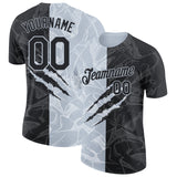 Custom Graffiti Pattern Black-Silver Scratch 3D Performance T-Shirt