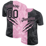 Custom Graffiti Pattern Black-Light Pink Scratch 3D Performance T-Shirt