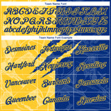 Custom Graffiti Pattern Royal-Yellow Scratch 3D Performance T-Shirt