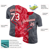 Custom Graffiti Pattern White Steel Gray-Red Scratch 3D Performance T-Shirt