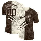 Custom Graffiti Pattern Brown-Cream Scratch 3D Performance T-Shirt