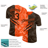 Custom Graffiti Pattern Brown-Orange Scratch 3D Performance T-Shirt