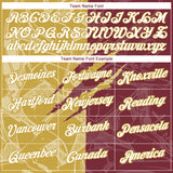 Custom Graffiti Pattern White Burgundy-Old Gold Scratch 3D Performance T-Shirt