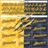 Custom Graffiti Pattern Gold-Navy Scratch 3D Performance T-Shirt