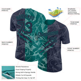 Custom Graffiti Pattern Navy-Teal Scratch 3D Performance T-Shirt