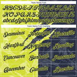 Custom Graffiti Pattern Navy-Neon Yellow Scratch 3D Performance T-Shirt