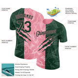 Custom Graffiti Pattern Green-Medium Pink Scratch 3D Performance T-Shirt