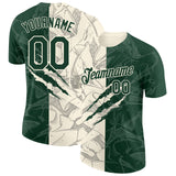 Custom Graffiti Pattern Green-Cream Scratch 3D Performance T-Shirt