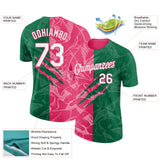Custom Graffiti Pattern White Kelly Green-Neon Pink Scratch 3D Performance T-Shirt