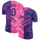 Custom Graffiti Pattern Purple-Pink Scratch 3D Performance T-Shirt