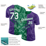 Custom Graffiti Pattern White Purple-Kelly Green Scratch 3D Performance T-Shirt