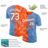 Custom Graffiti Pattern White Light Blue-Orange Scratch 3D Performance T-Shirt