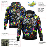 Custom Stitched Graffiti Pattern Black-White 3D Splash Grunge Art Sports Pullover Sweatshirt Hoodie