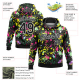 Custom Stitched Graffiti Pattern Black-White 3D Splash Grunge Art Sports Pullover Sweatshirt Hoodie