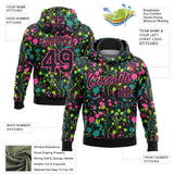 Custom Stitched Graffiti Pattern Black-Pink 3D Splash Grunge Art Sports Pullover Sweatshirt Hoodie