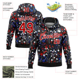Custom Stitched Graffiti Pattern Red Black-White 3D Splash Grunge Art Sports Pullover Sweatshirt Hoodie