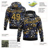 Custom Stitched Graffiti Pattern Old Gold-Black 3D Splash Grunge Art Sports Pullover Sweatshirt Hoodie