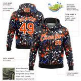 Custom Stitched Graffiti Pattern Orange Black-White 3D Splash Grunge Art Sports Pullover Sweatshirt Hoodie