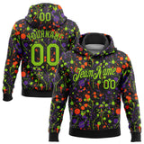 Custom Stitched Graffiti Pattern Neon Green-Black 3D Splash Grunge Art Sports Pullover Sweatshirt Hoodie