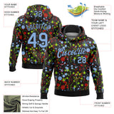 Custom Stitched Graffiti Pattern Light Blue-Black 3D Splash Grunge Art Sports Pullover Sweatshirt Hoodie