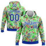 Custom Stitched Graffiti Pattern Thunder Blue-White 3D Watercolor Grunge Art Sports Pullover Sweatshirt Hoodie