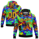Custom Stitched Graffiti Pattern Yellow-Black 3D Watercolor Grunge Art Sports Pullover Sweatshirt Hoodie