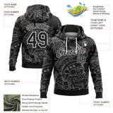 Custom Stitched Graffiti Pattern Black-White 3D Skull Fashion Sports Pullover Sweatshirt Hoodie