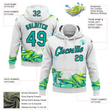 Custom Stitched Graffiti Pattern Aqua-Black 3D Trendy Abstract Urban Street Art Sports Pullover Sweatshirt Hoodie