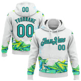Custom Stitched Graffiti Pattern Aqua-Black 3D Trendy Abstract Urban Street Art Sports Pullover Sweatshirt Hoodie