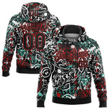 Custom Stitched Graffiti Pattern Black-Red 3D Abstract Grunge Art Sports Pullover Sweatshirt Hoodie