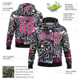 Custom Stitched Graffiti Pattern Pink Black-White 3D Abstract Grunge Art Sports Pullover Sweatshirt Hoodie