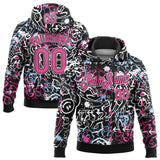 Custom Stitched Graffiti Pattern Pink Black-White 3D Abstract Grunge Art Sports Pullover Sweatshirt Hoodie