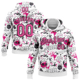 Custom Stitched Graffiti Pattern Pink-Black 3D Abstract Grunge Art Sports Pullover Sweatshirt Hoodie