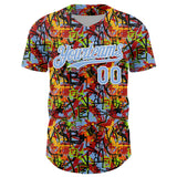 Custom Graffiti Pattern Light Blue-White Splatter Authentic Baseball Jersey