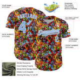 Custom Graffiti Pattern Light Blue-White Splatter Authentic Baseball Jersey
